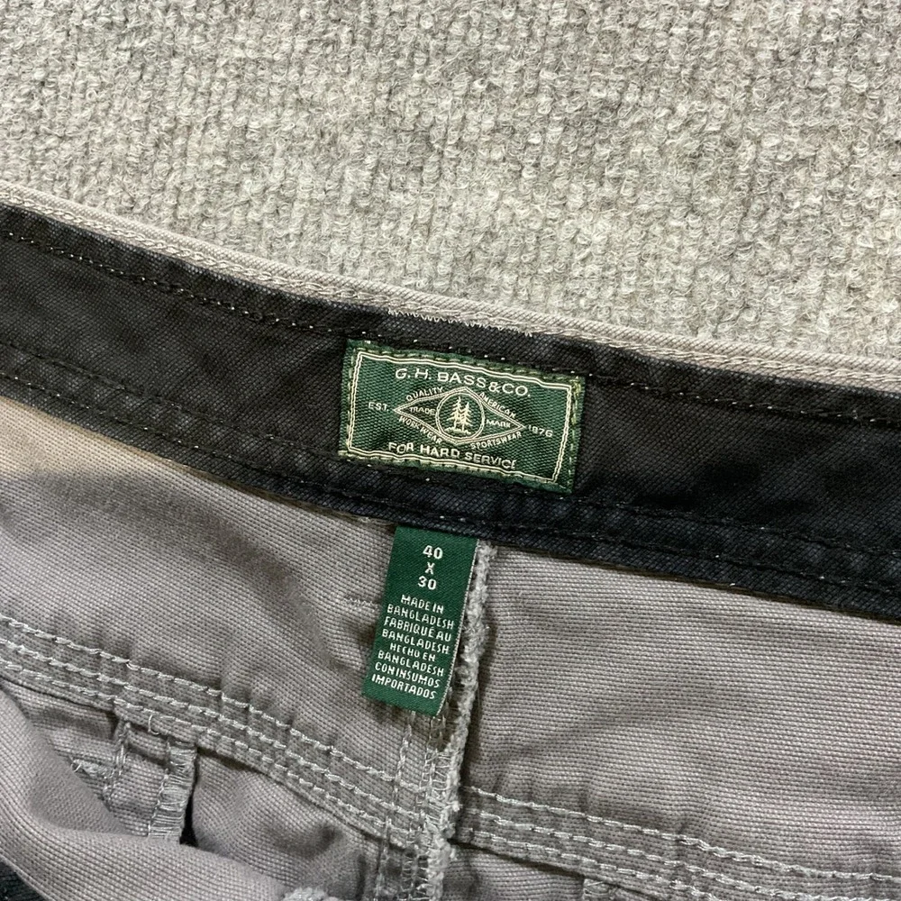 GH Bass & Co Mens 40x30 Grey Cargo Pants Straight Fit Outdoor Casual Hiking